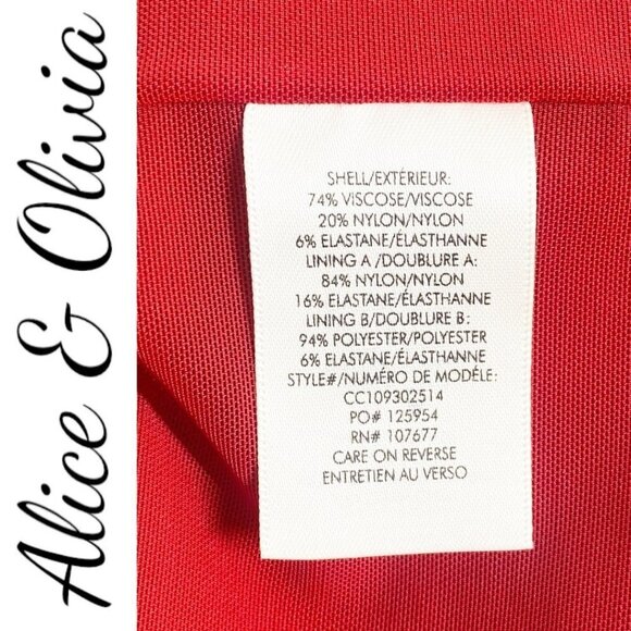 NWT ALICE & OLIVIA DORINDA RUBY RED BODYCON MIDI SHEATH DRESS XMAS NYE, SIZE 2 - Picture 8 of 13